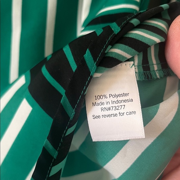 Nine West Green and Black Striped Button-Up Shirt - Picture 5 of 6